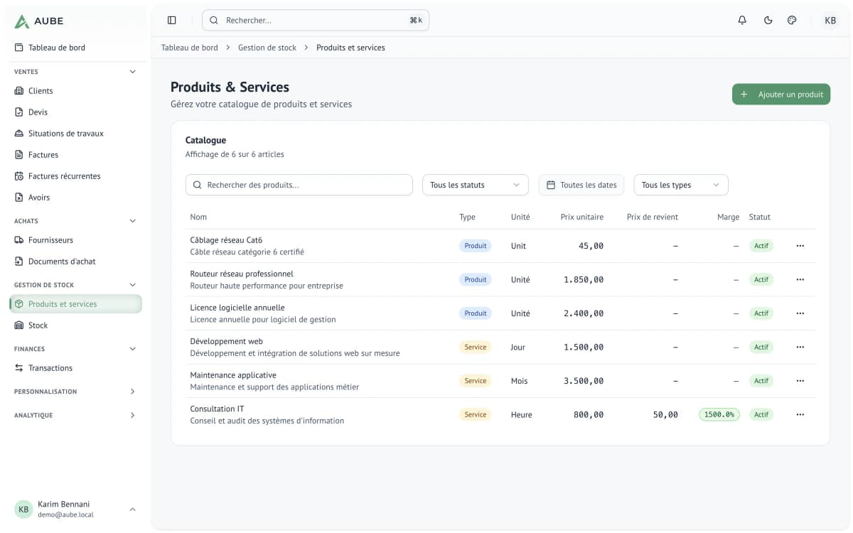 Aube : catalogue de produits et services