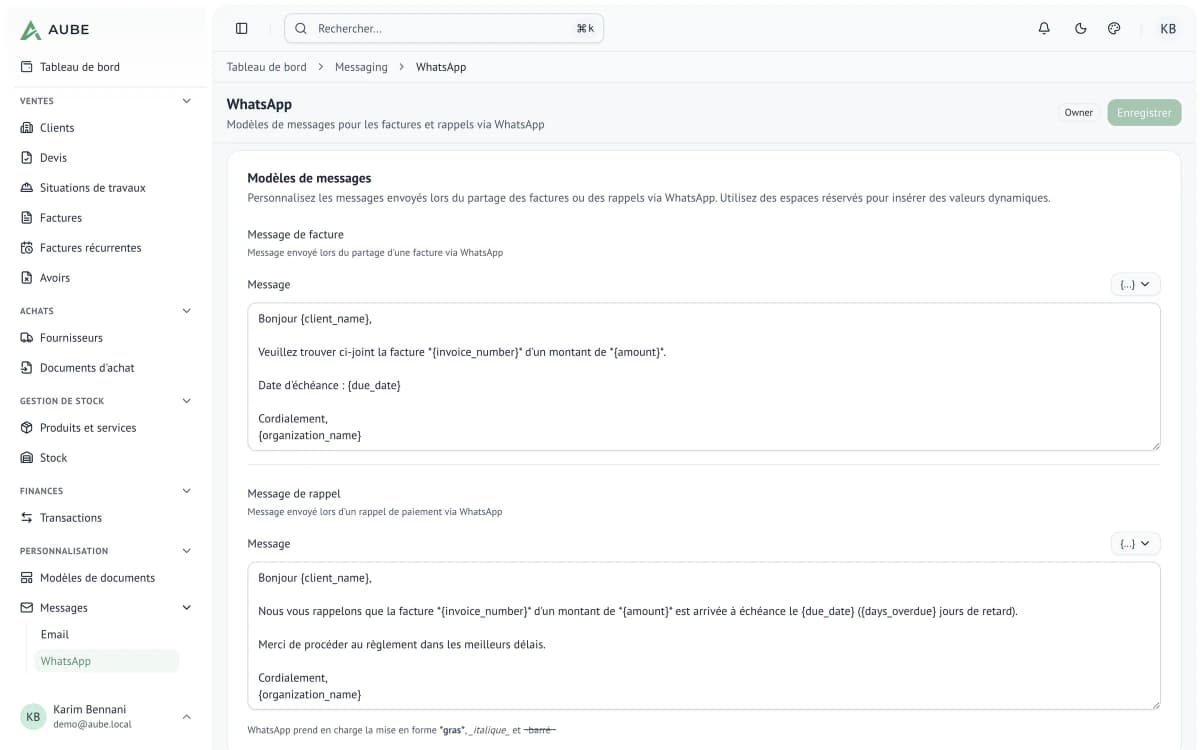 Aube : modèles de messages WhatsApp