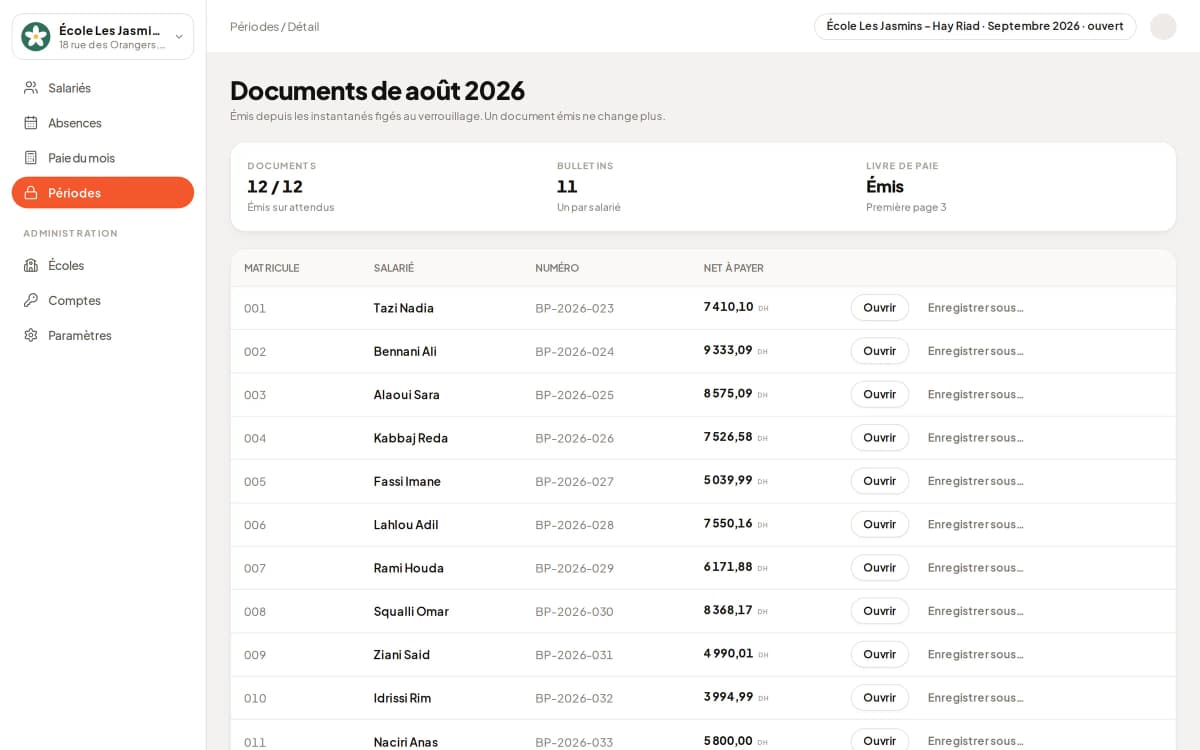 SimplePaie : bulletins et livre de paie émis à la clôture du mois