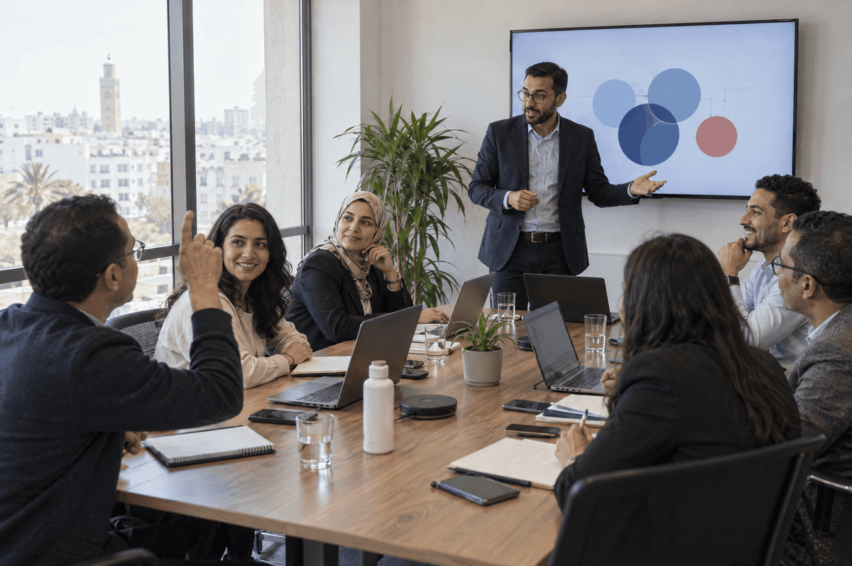 Un workshop IA en salle de réunion
